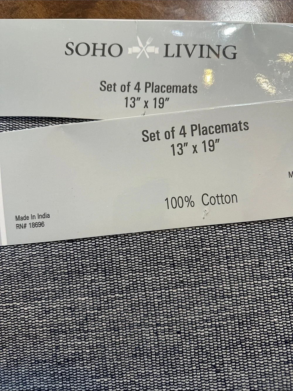NWT Soho Living Navy & White Woven Placemats - Set of 8